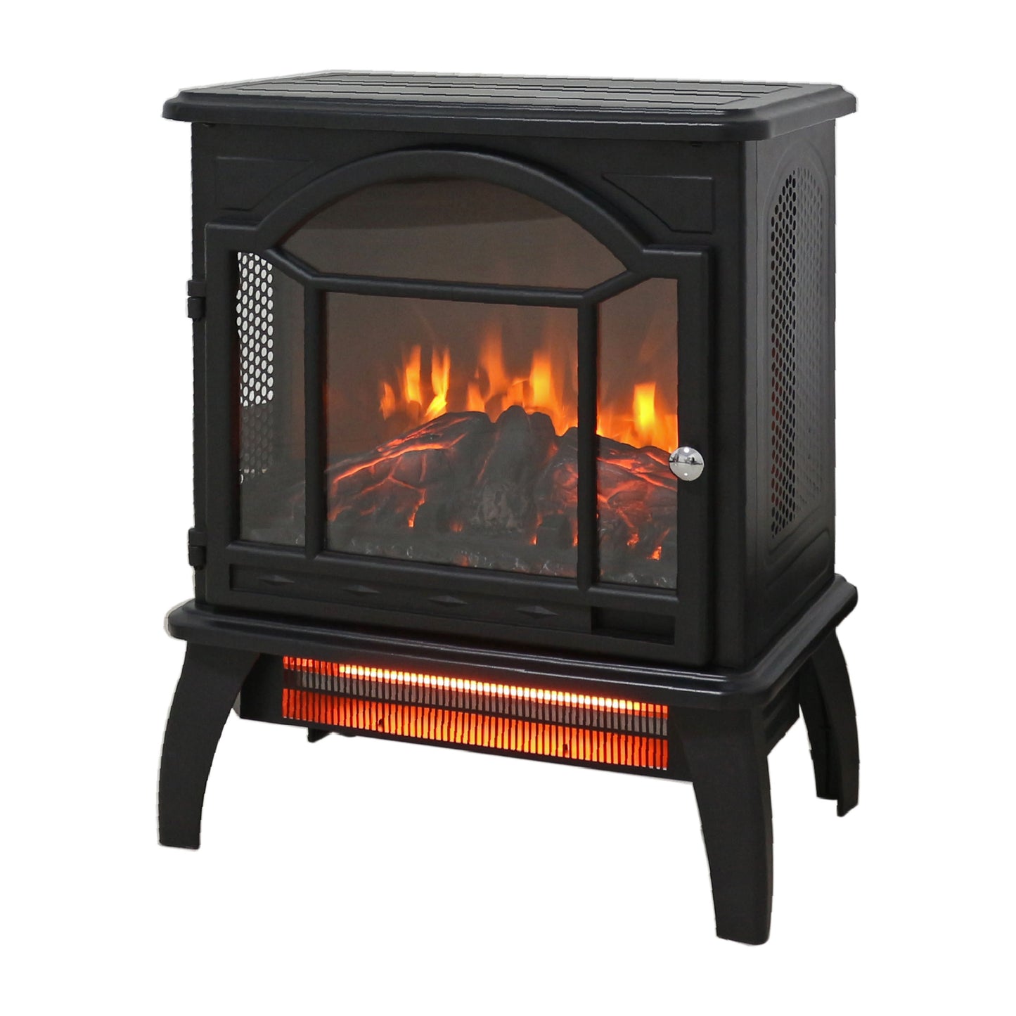 18" 3D Flame Electric Infrared Quartz Fireplace Stove With Remote Control - Antique Black