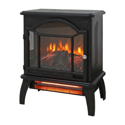 18" 3D Flame Electric Infrared Quartz Fireplace Stove With Remote Control - Antique Black