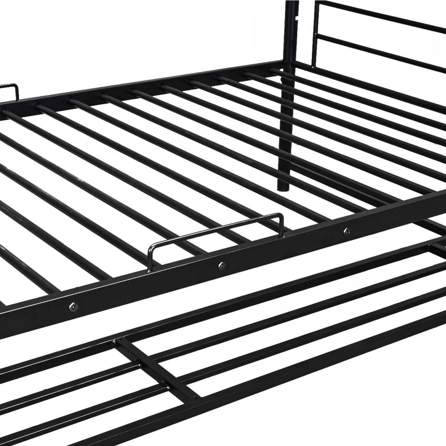 Twin Over Twin Bunk Bed With Shelf And Guardrails - Black