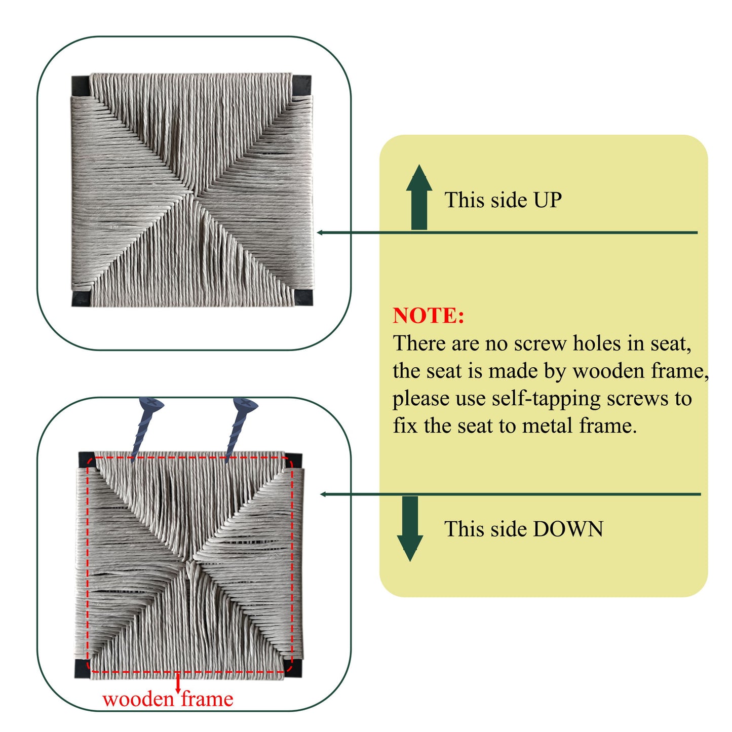 Hand Weave Bar Stools With Back Counter Height Bar Chairs (Set of 2), Paper Rope Woven Dining Stool For Kitchen, Home & Office - Gray