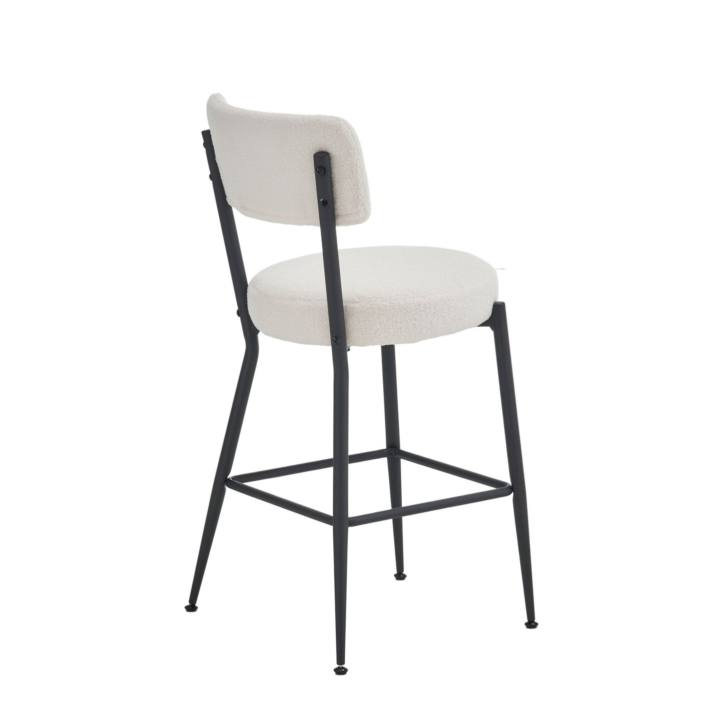 Modern Teddy Fabric Upholstered Bar Stools (Set of 2) - White