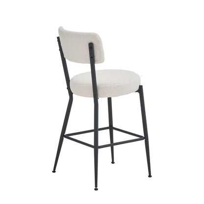 Modern Teddy Fabric Upholstered Bar Stools (Set of 2) - White