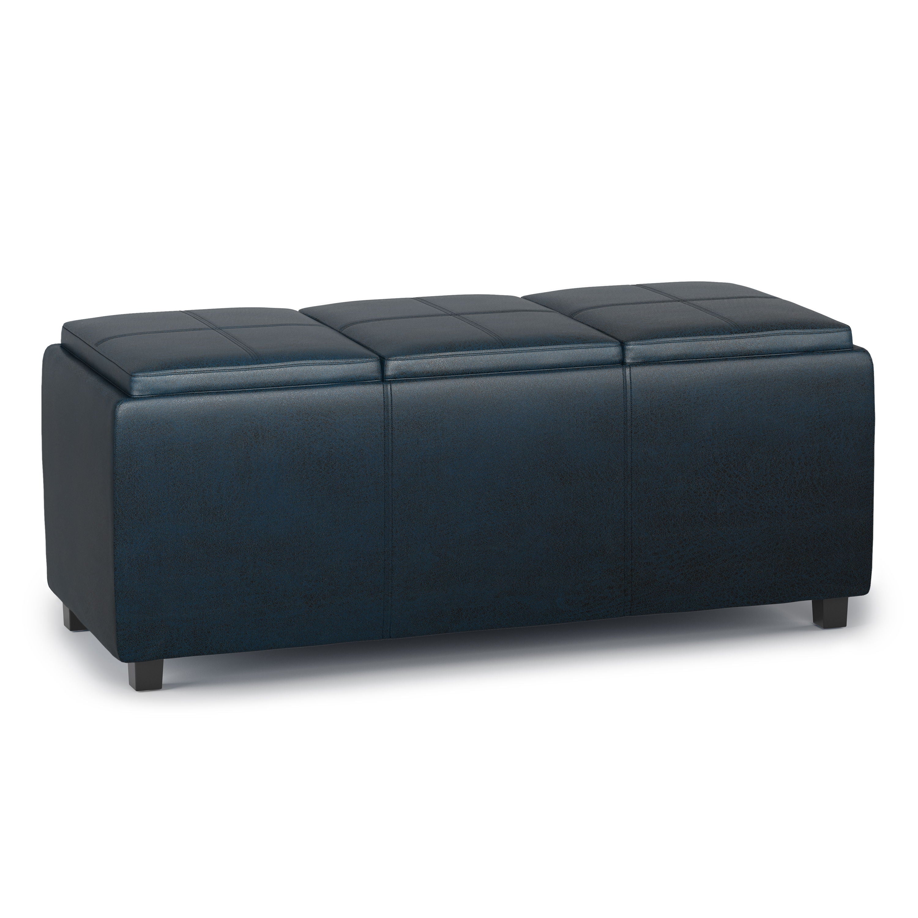 Avalon - Storage Ottoman - Distressed Dark Blue