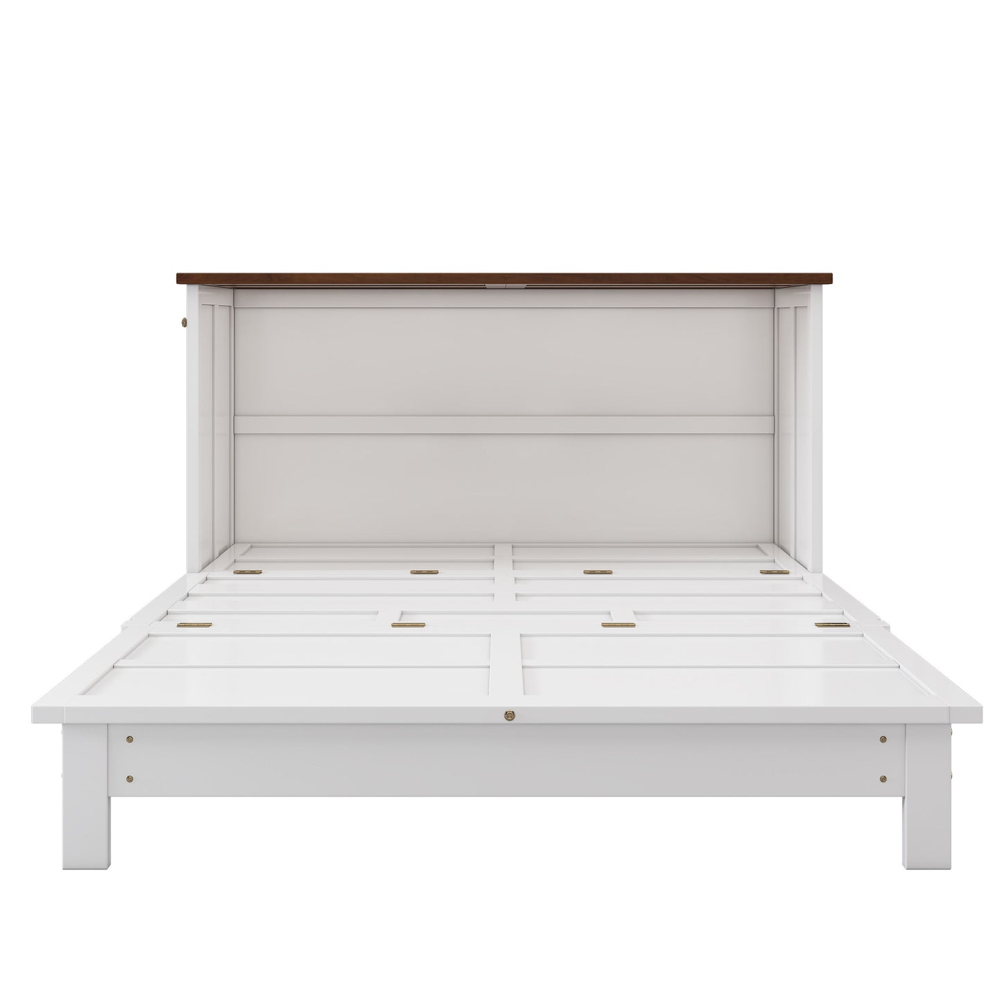 Full Solid Pine Murphy Bed Chest With Charging Station And Large Storage Drawer For Home Office Or Small Room - White / Walnut
