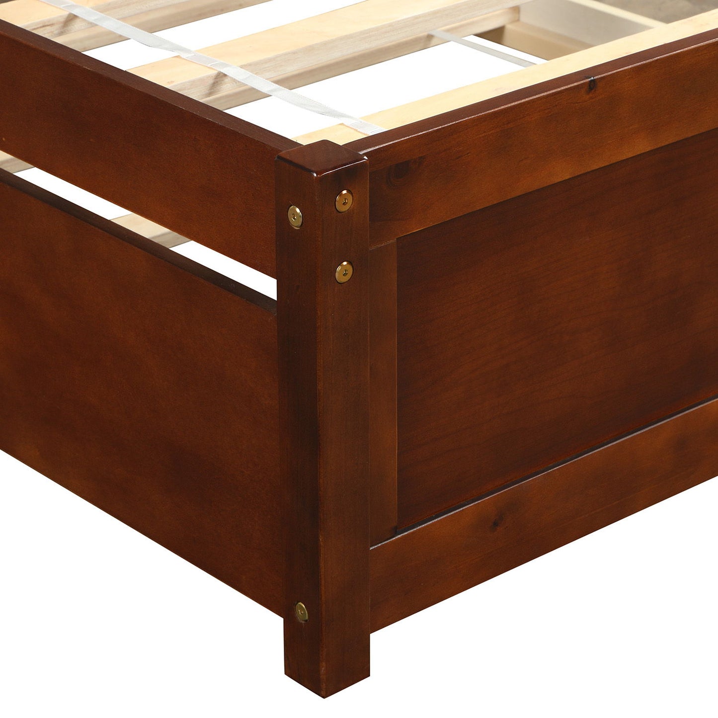 Twin Size Platform Bed Frame With Trundle - Walnut