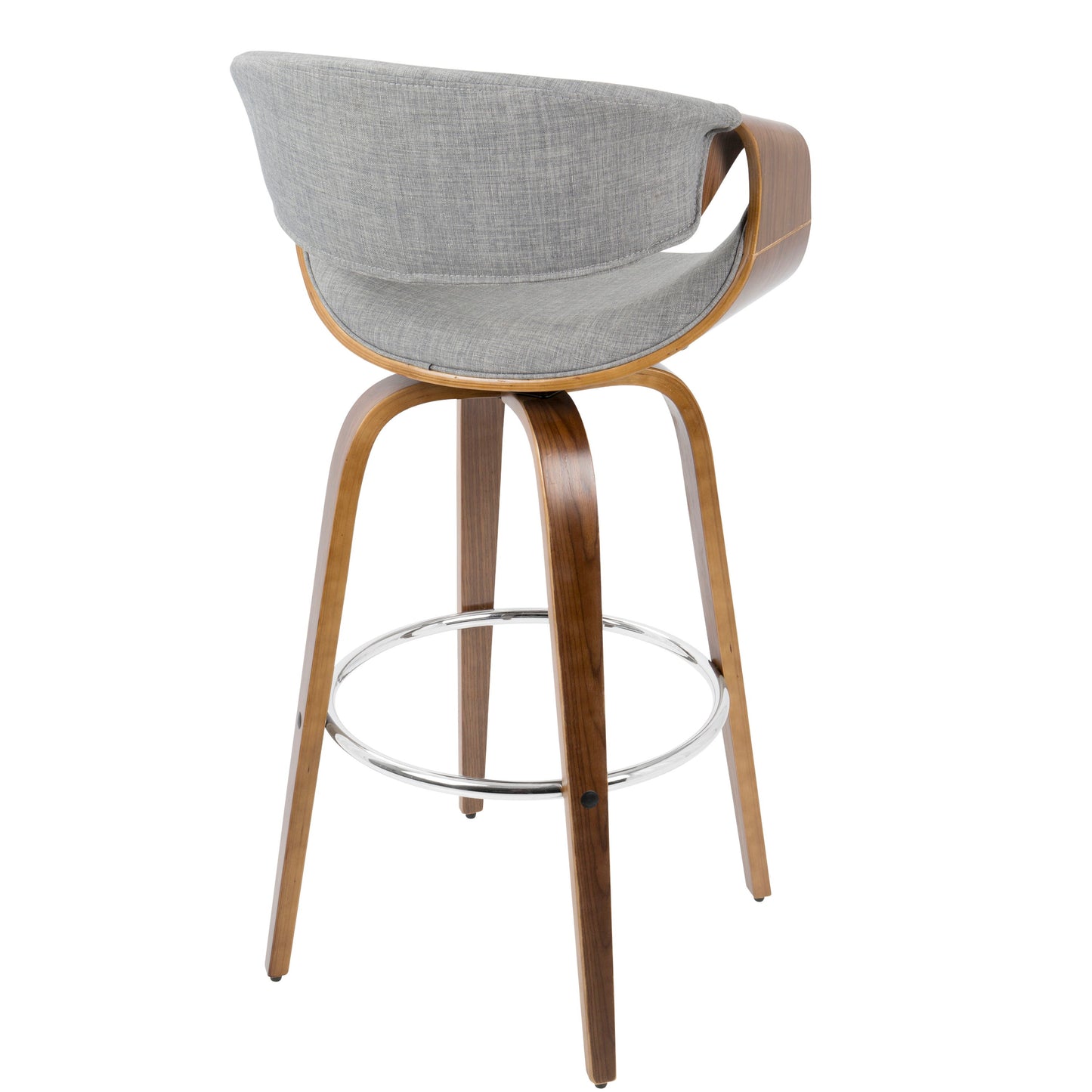 Curvini - Mid-Century Modern Fixed Height Barstool With Swivel (Set of 2) - Gray