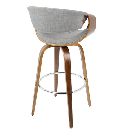 Curvini - Mid-Century Modern Fixed Height Barstool With Swivel (Set of 2) - Gray