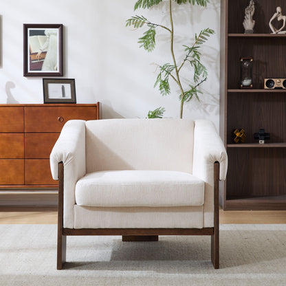 Sierra - Vintage Modern Accent Chair With Deep Cushions And Wide Armrests - Beige