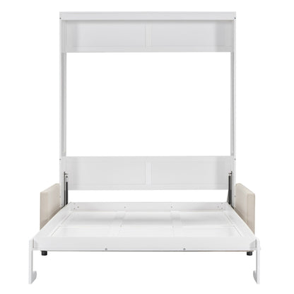 Queen Size Murphy Wall Bed With Cushion - White