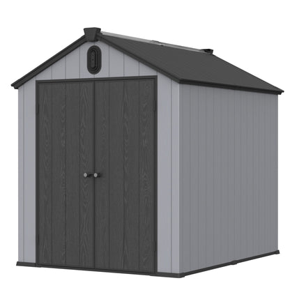 Xwt012 Plastic Storage Shed For Backyard Garden Big Spire Tool Storage - Black / Gray