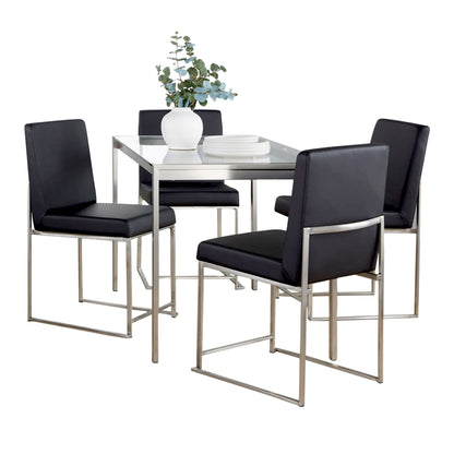 Fuji - High Back Contemporary Dining Set, Glass 5 Piece - Black