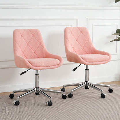 Modern Teddy Velvet Fabric Dining Chair With Golden Electroplated Legs, Soft And Comfortable, Adjustable And Space Saving - Pink
