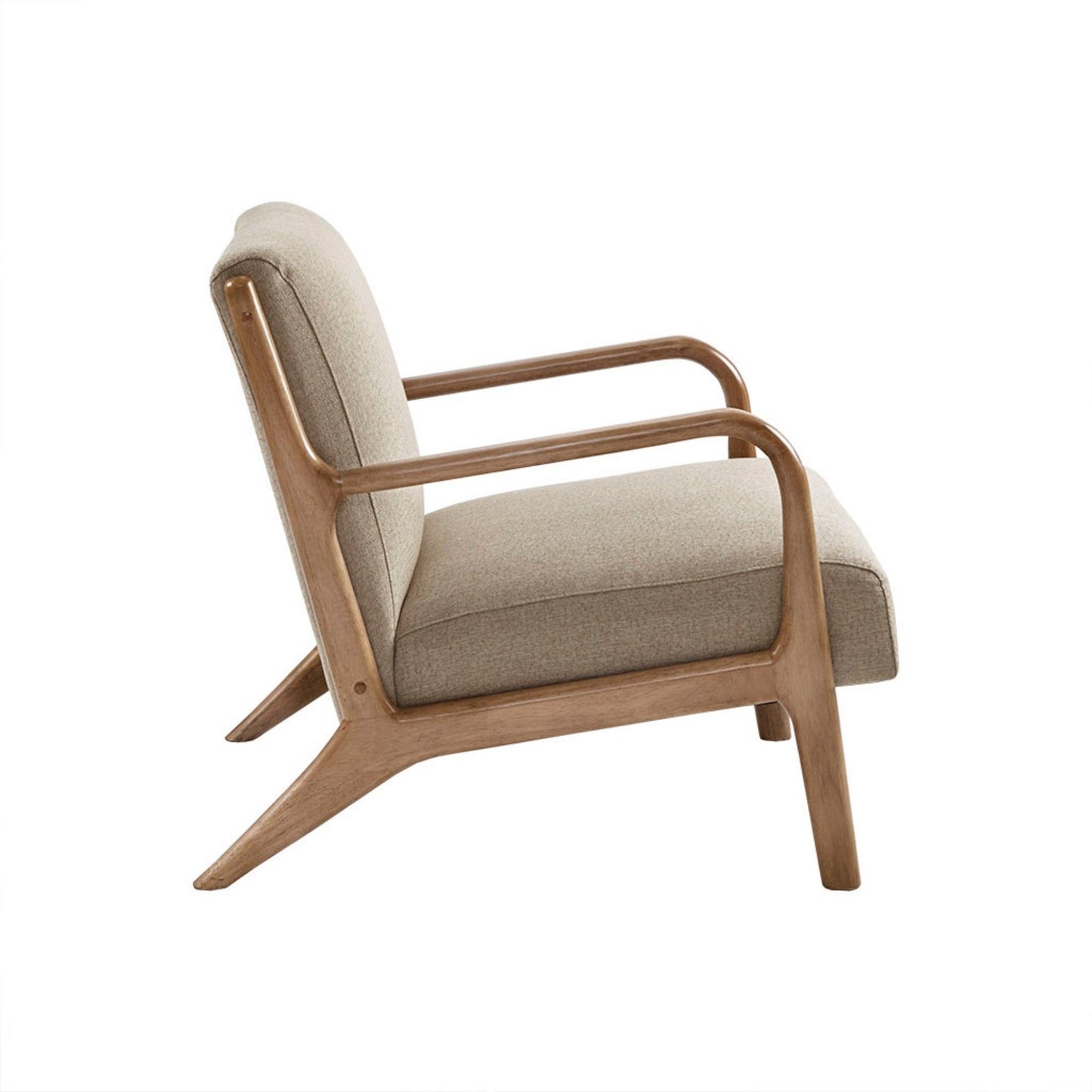 Mid - Century Lounge Chair With Upholstered Seat - Taupe