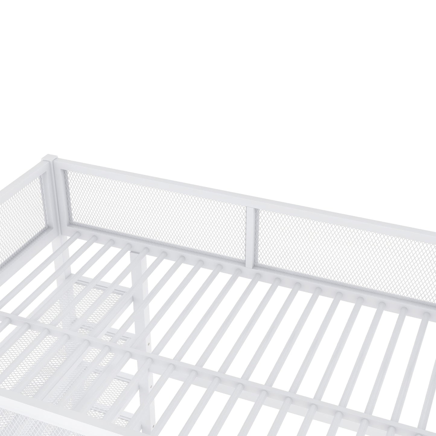 Full Size Loft Bed With 4 Tier Shelves And Storage - White