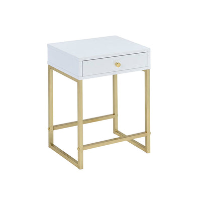 Coleen - Accent Table - White / Brass