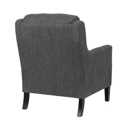 Contemporary Club Chair With Upholstered Fabric And Rubberwood Legs - Charcoal