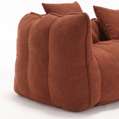 Soft Beanbag Chair With High Resilience Foam Core For Two People, The Comfortable Square Recliner Sofa Is Ideal For Family Members And Friends Engaged In Games, Reading, Watching TV - Red / Brown