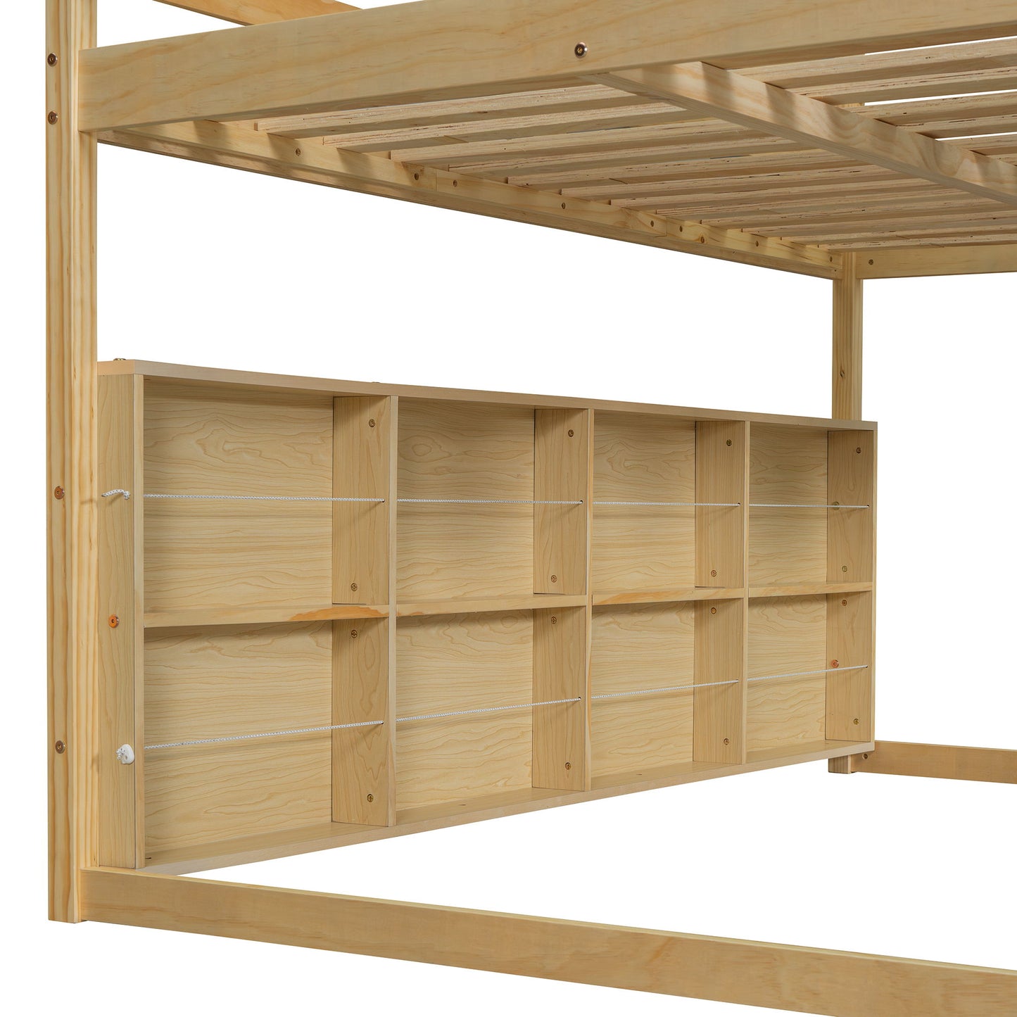 Full Size Loft Bed House Shaped Frame With Tent - Natural / Beige