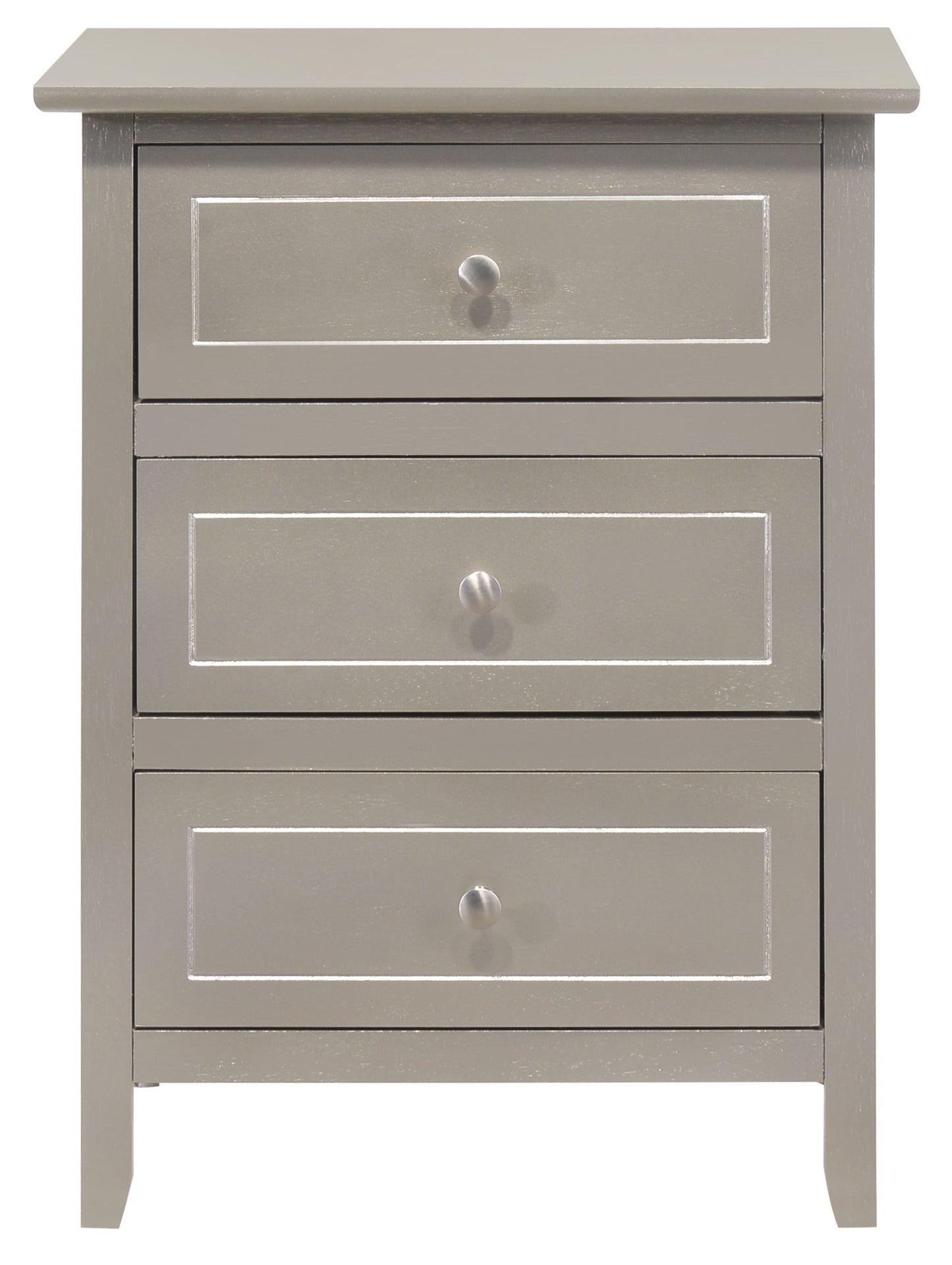 Transitional Nightstand For Bedrooms - Silver Champagne