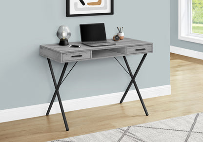 Computer Desk, Home Office, Laptop, Left, Right Set-Up, Storage Drawers, Work, Contemporary, Modern - Gray