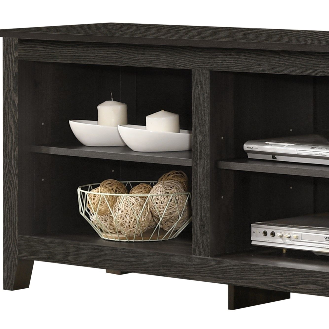 Benito - TV Stand With Open Shelves And Cable Management - Dark Gray
