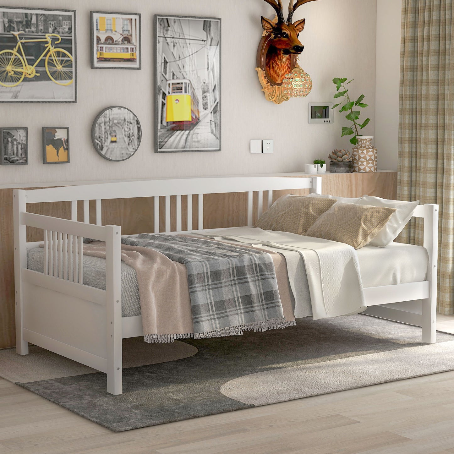 Twin Size Modern Daybed, Multifunctional - White
