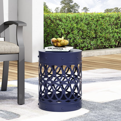 Outdoor, Metal End Table Large - Navy Blue