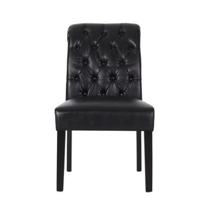 Broxton - Tuft Dining Rolltop Chair (Set of 2) With Button Tufted Upholstery - Black