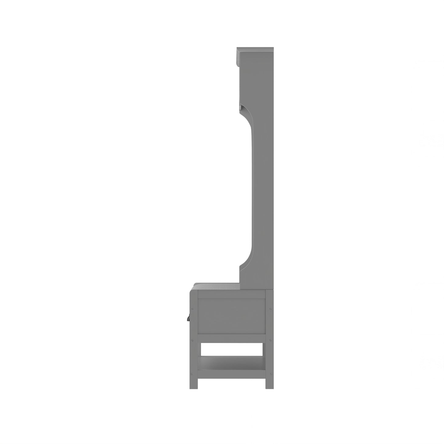 Modern 3 In 1 Hallway Hall Tree With Storage Drawers, Coat Rack, Shoe Rack Bench, And Cushion - Gray