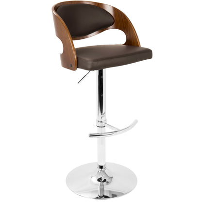 Pino - Mid-Century Modern Adjustable Barstool With Swivel - Walnut / Brown