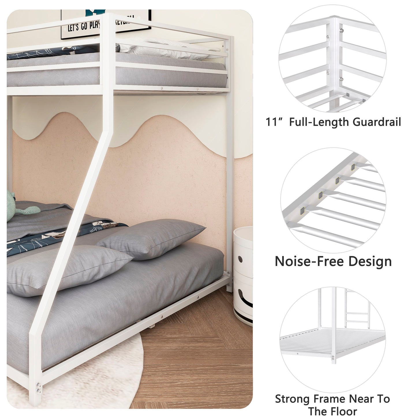 Adam - Twin Over Full Metal Bunk Bed - White