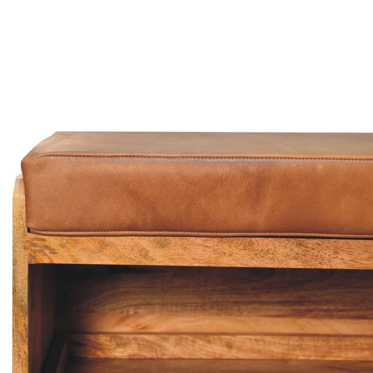 Buffalo - Hide Pull Out Shoe Storage Bench - Oak