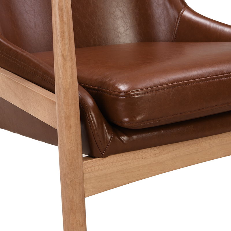 Accent Chair, Mid-Century Modern Armchair With Solid Wood Frame, Reading Leisure Chair With High Back For Living Room - Brown