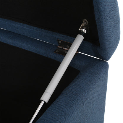 Isabella - Elegant Ottoman With Storage Functionality - Navy Blue Fabric