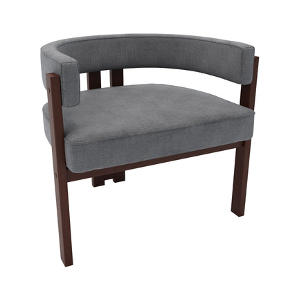 Modern Accent Chair Teddy Upholstered Armchair With Open Back 3 Legs Barrel Dining Chair Comfy Side Chair (Set of 2) - Gray