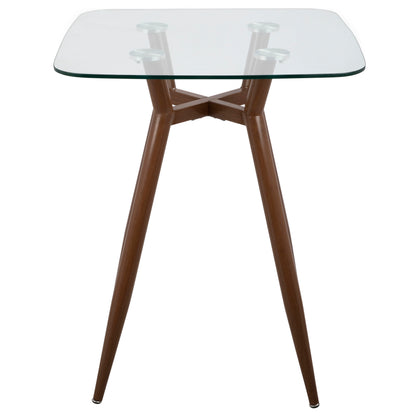 Clara - Mid-Century Modern Square Counter Table - Walnut / Clear