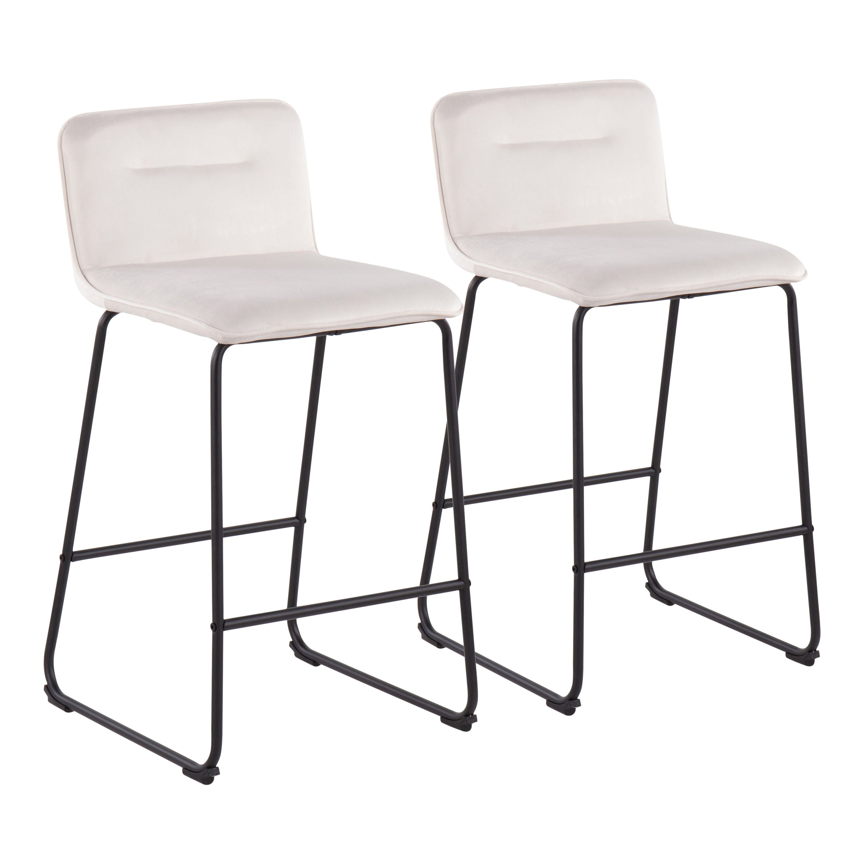 Casper - Fixed Height Contemporary Counter Stool (Set of 2) - Black / Cream