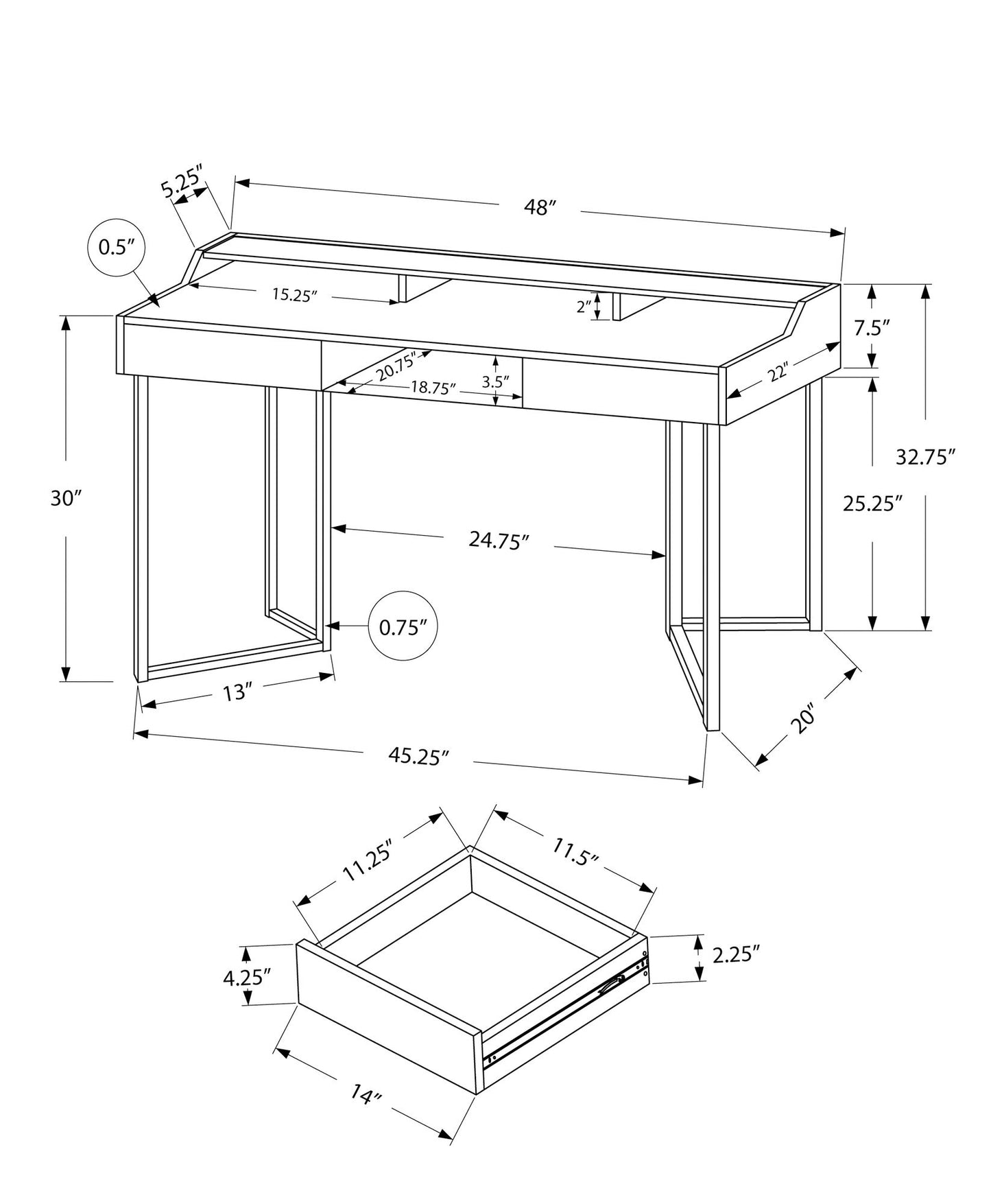 Computer Desk For Home Office, Storage Drawers, Versatile Placement - White