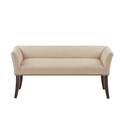 Modern Design Bench Upholstery Solid Wood Frame - Tan