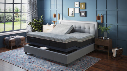 Bt3000 - Flex Head California King Adjustable Bed Base With Head And Foot Position Adjustment - Blue / Gray