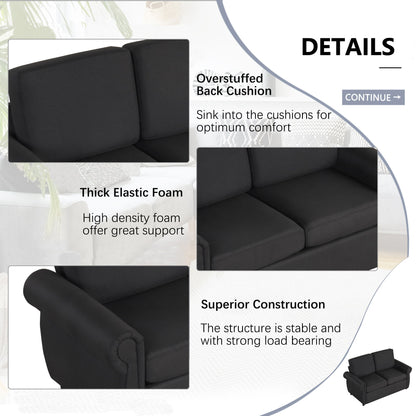 Pull Out Sofa Bed Loveseat Sleeper With Twin Size Memory Mattress With Two USB Ports For Living Room Spaces - Black