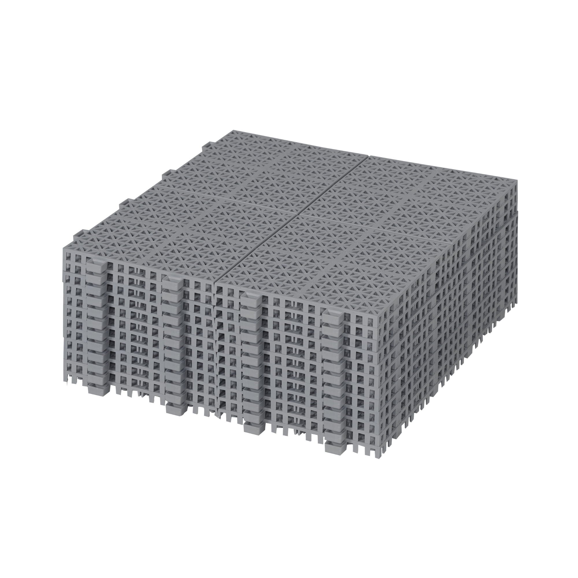 Interlocking Deck Tiles Plastic Waterproof Outdoor All Weather Anti-Slip Bathroom Shower Balcony Porch Strong Weight Capacity Upto 6613 Lbs, Rosette Pattern Pack Of 12 - Gray