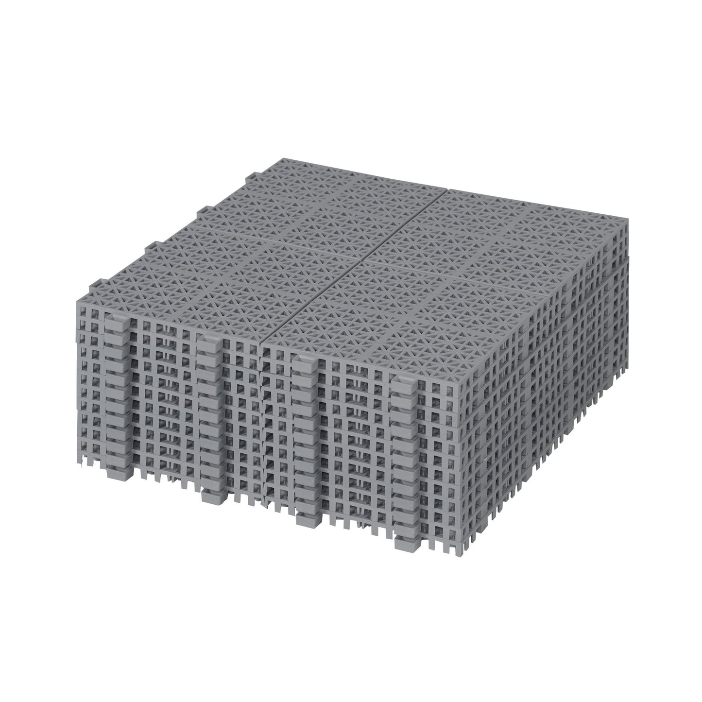Interlocking Deck Tiles Plastic Waterproof Outdoor All Weather Anti-Slip Bathroom Shower Balcony Porch Strong Weight Capacity Upto 6613 Lbs, Rosette Pattern Pack Of 12 - Gray