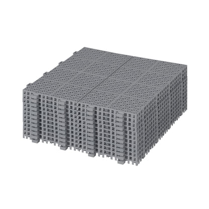 Interlocking Deck Tiles Plastic Waterproof Outdoor All Weather Anti-Slip Bathroom Shower Balcony Porch Strong Weight Capacity Upto 6613 Lbs, Rosette Pattern Pack Of 12 - Gray