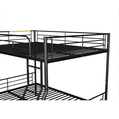 Full Long Over Queen Metal Bunk Bed With Trundle - Black