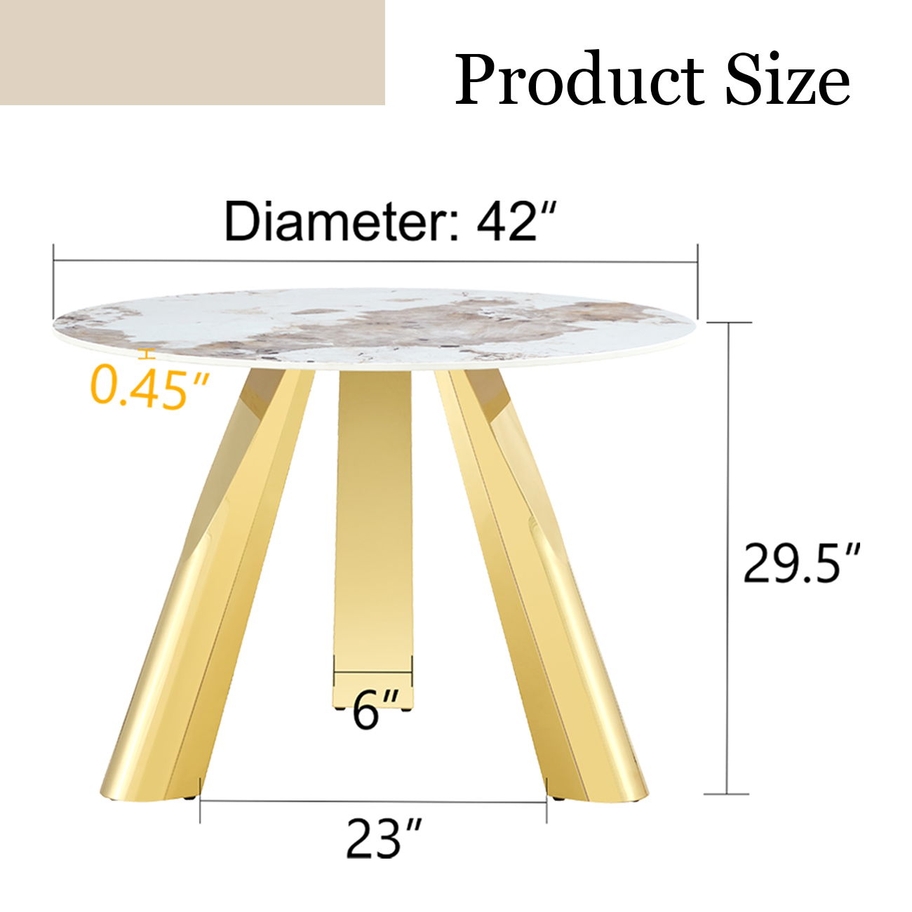 Stainless Steel Pattern Burning Stone Round Table Suitable For 2, 4 Or 6 People - Gold / White