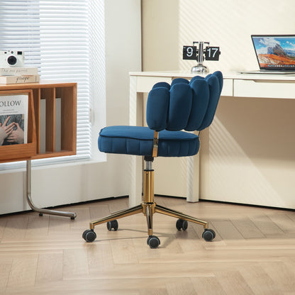 Modern Home Office Desk Chair With Adjustable Height And Swivel Wheels - Navy