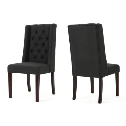 Contemporary Dining Chair (Set of 2) With Tufted Design - Charcoal