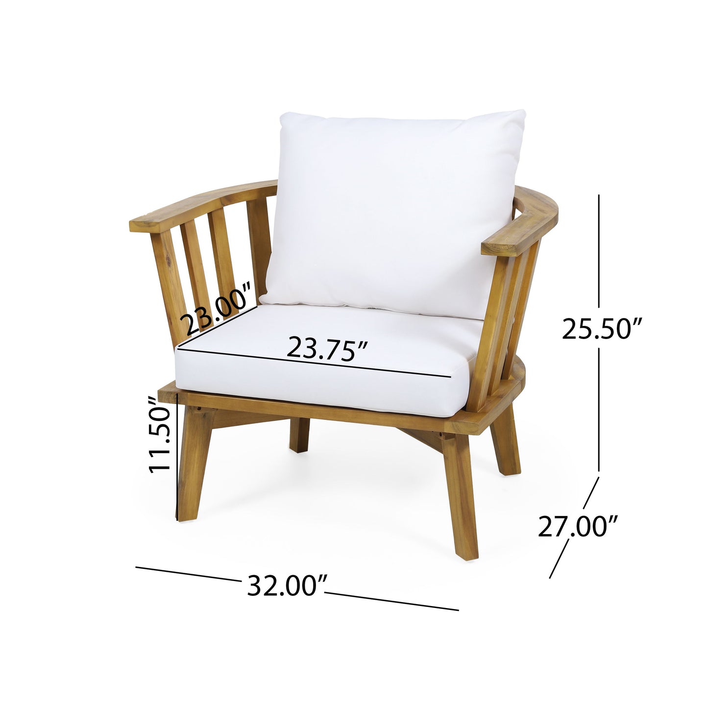 4 Pieces Acacia Wood Patio Furniture Set, Outdoor Furniture With Coffee Table, Patio Conversation Set Deep Seating With Soft Cushion, Porch Chairs For Backyard Porch Balcony - Teak / White