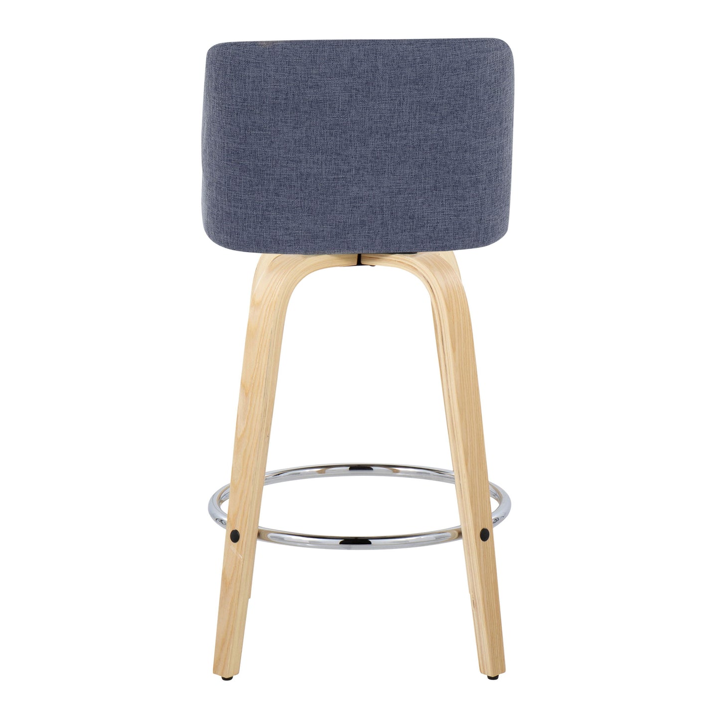 Toriano - Contemporary Fixed Height Counter Stool With Swivel & Round Footrest (Set of 2) - Natural / Blue